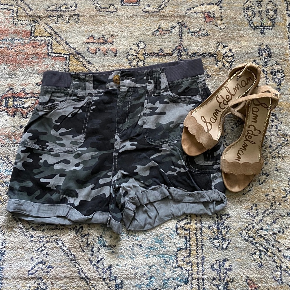 High Waisted Camo Shorts